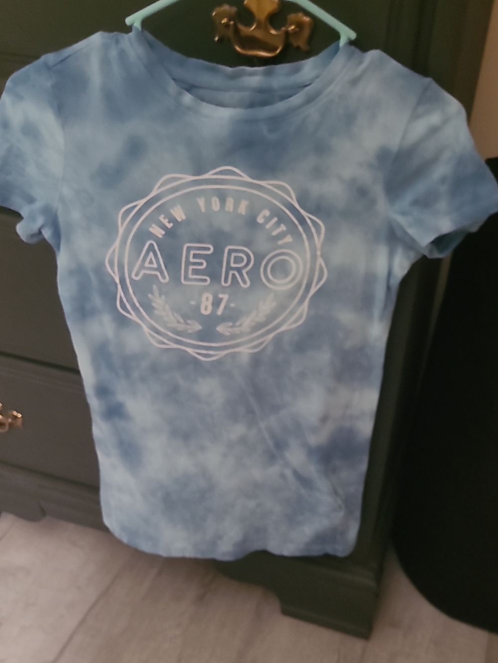 Aeropostale Light Blue Tie-Dye Logo Short Sleeve Tee
